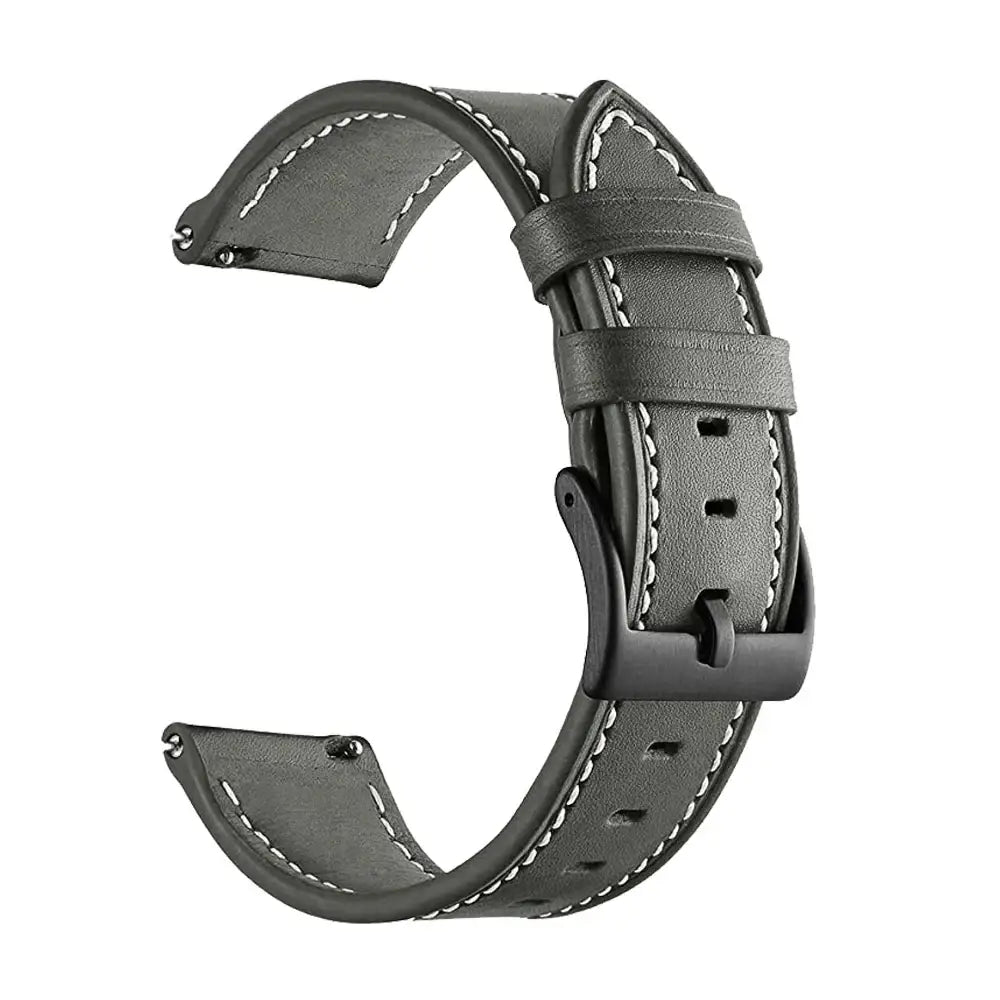 Leather Watch Strap for the Garmin Forerunner 645 (available in 11 colours) - Dark Grey / 20mm - Forerunner 645 - TWS