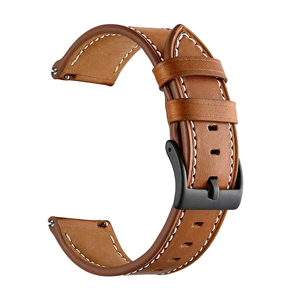 Leather Watch Strap for the Garmin Forerunner (available in 12 colours) - Brown / 22mm - Forerunner 965 - TWS