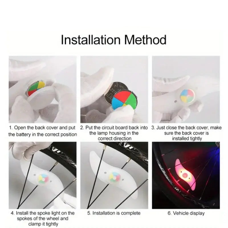 LED Bicycle Wheel Spoke Light Colorful Waterproof MTB Balance Bicycle Tyre Tire Flash Lights Warning Cycling Lamp