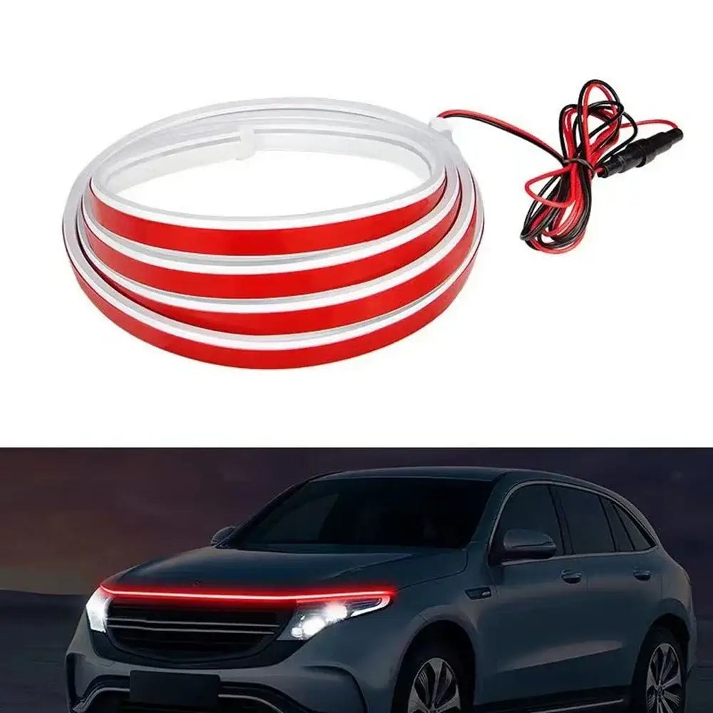 LED Car Hood Light Strip (different colours & sizes available) - Red / 2.4m - HBC