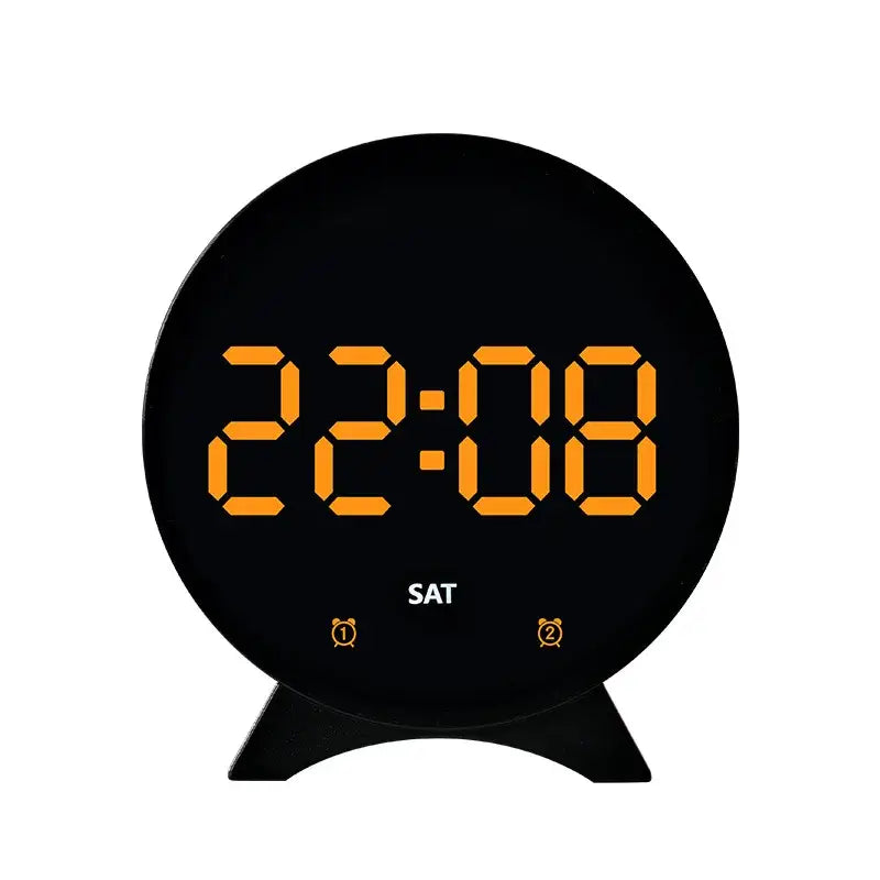 LED Digital Alarm Clock – Adjustable Brightness Dual Alarms Date & Temperature Display - Orange - HBC