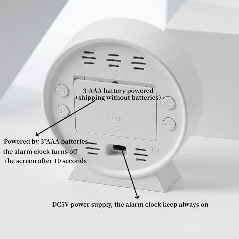 LED Digital Alarm Clock – Adjustable Brightness Dual Alarms Date & Temperature Display - HBC