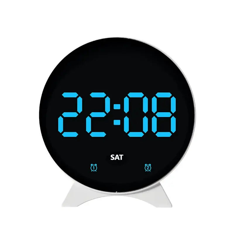 LED Digital Alarm Clock – Adjustable Brightness Dual Alarms Date & Temperature Display - Blue 2 - HBC
