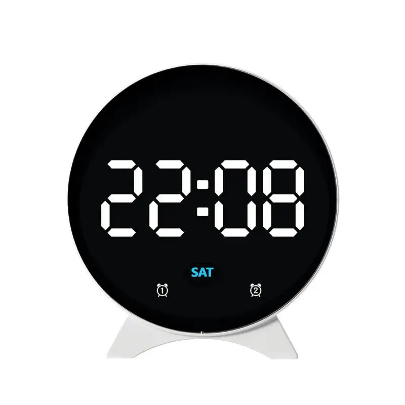 LED Digital Alarm Clock – Adjustable Brightness Dual Alarms Date & Temperature Display - White 2 - HBC