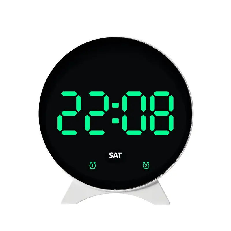 LED Digital Alarm Clock – Adjustable Brightness Dual Alarms Date & Temperature Display - Green 2 - HBC