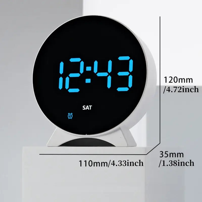 LED Digital Alarm Clock – Adjustable Brightness Dual Alarms Date & Temperature Display - HBC