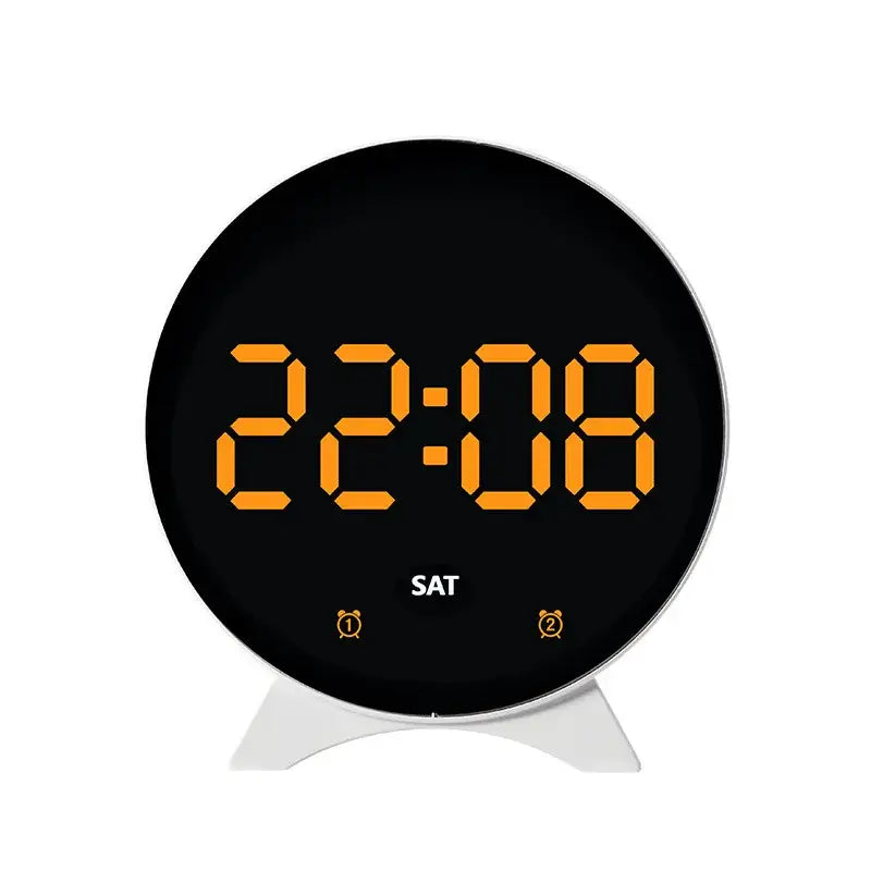 LED Digital Alarm Clock – Adjustable Brightness Dual Alarms Date & Temperature Display - Orange 2 - HBC