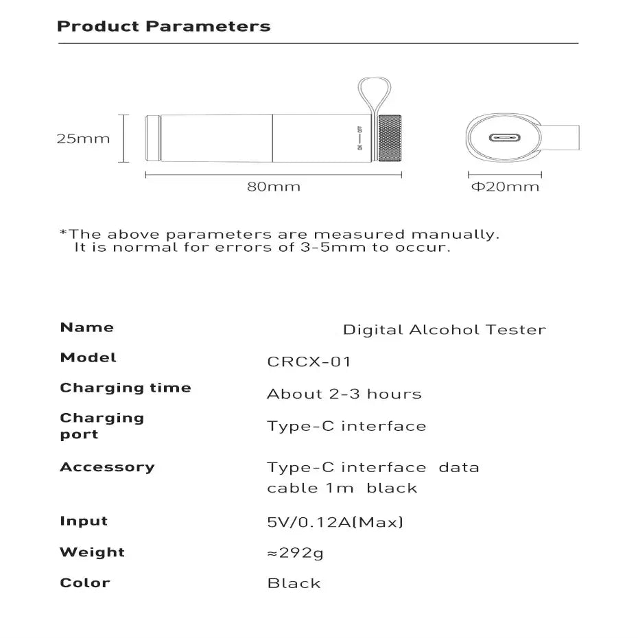 LED Display Automatic Alcohol Tester – Professional Rechargeable Breathalyzer - Black / Alcohol Tester - HBC