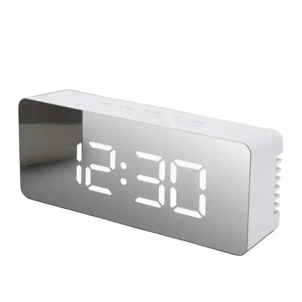 LED Mirror Alarm Clock with Temperature & Smart Night Light (available in 2 shapes) - Rectangle - HBC