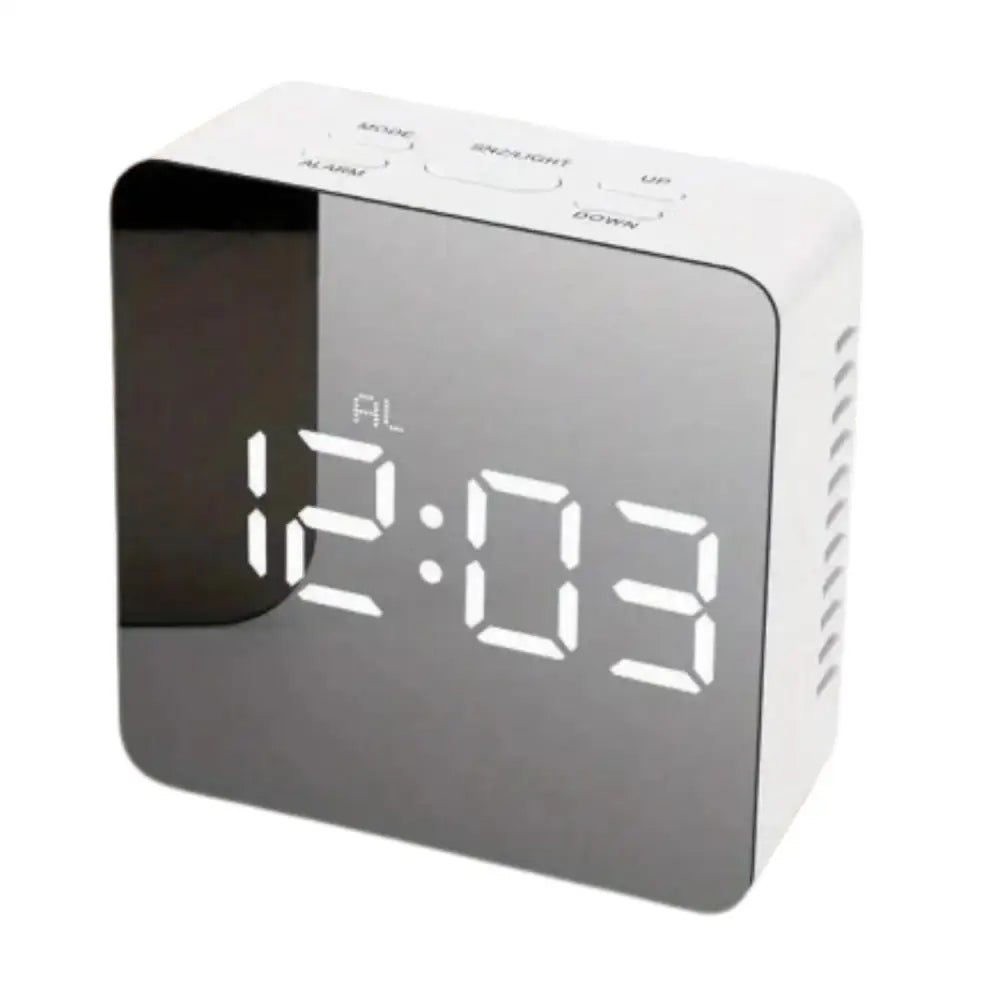 LED Mirror Alarm Clock with Temperature & Smart Night Light (available in 2 shapes) - Square - HBC