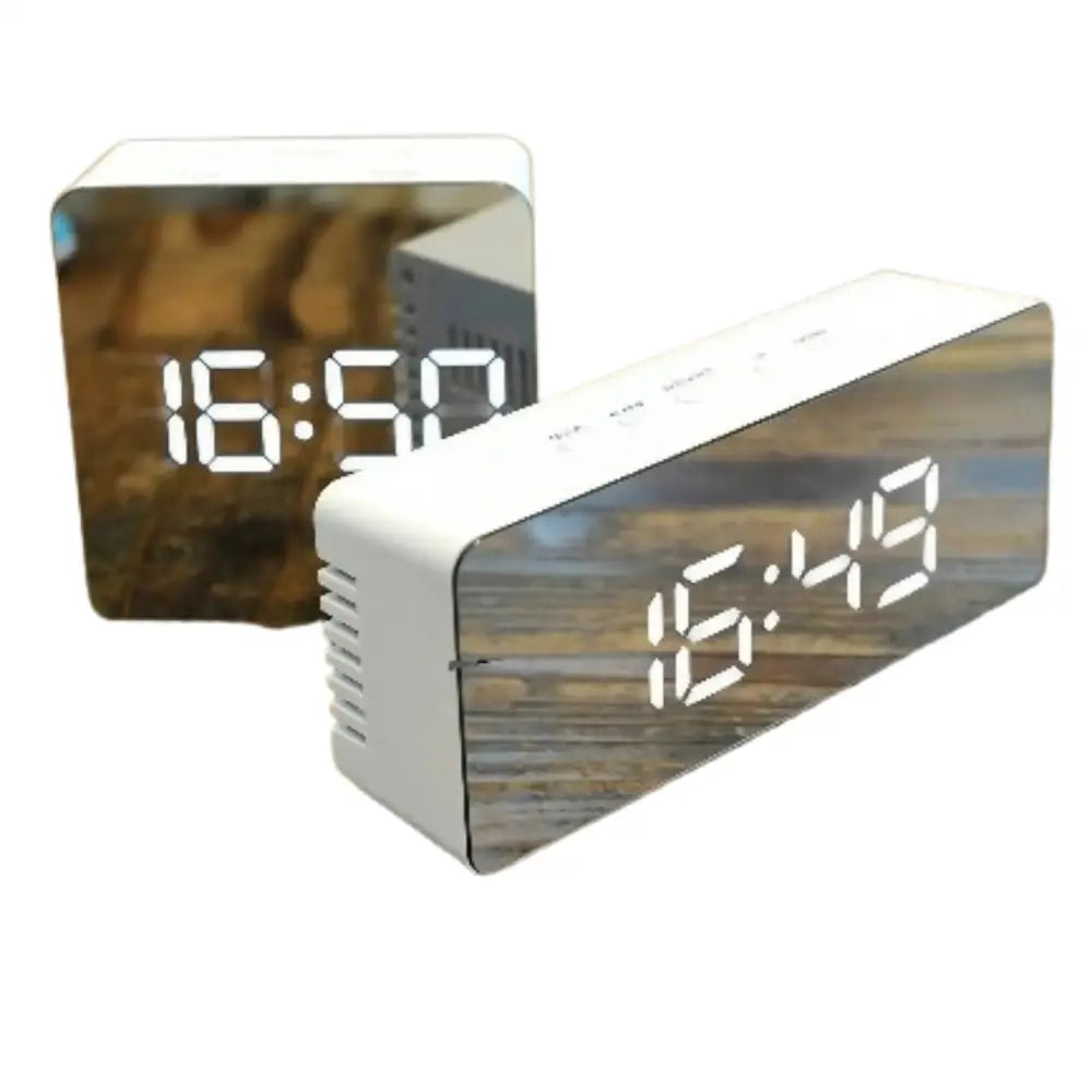 LED Mirror Alarm Clock with Temperature & Smart Night Light (available in 2 shapes) - HBC