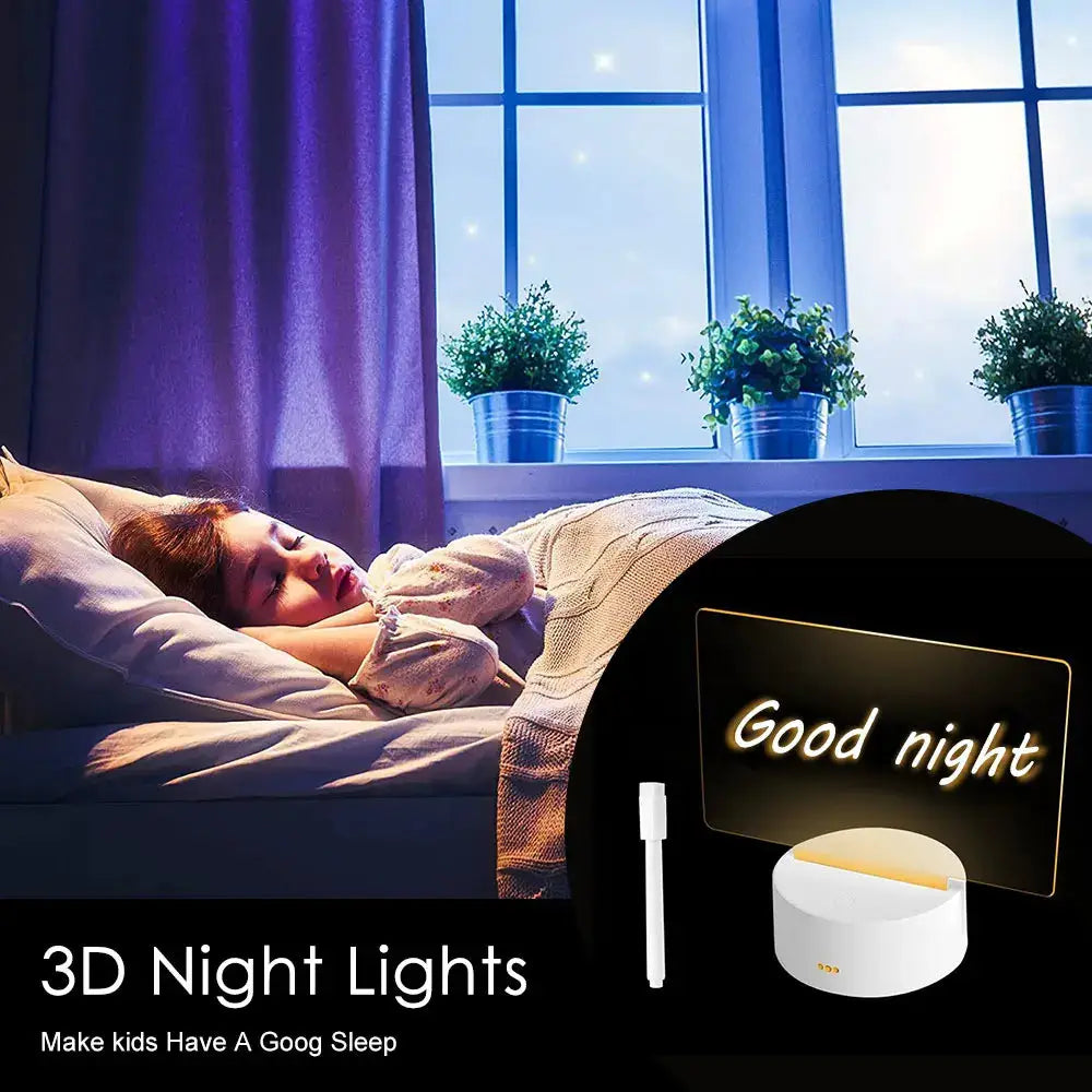 LED Night Light with Note Board and Pen - Color Changing Desktop Lamp for Holiday Decor and Children’s Gifts