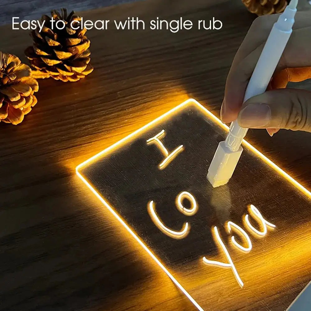 LED Night Light with Note Board and Pen - Color Changing Desktop Lamp for Holiday Decor and Children’s Gifts