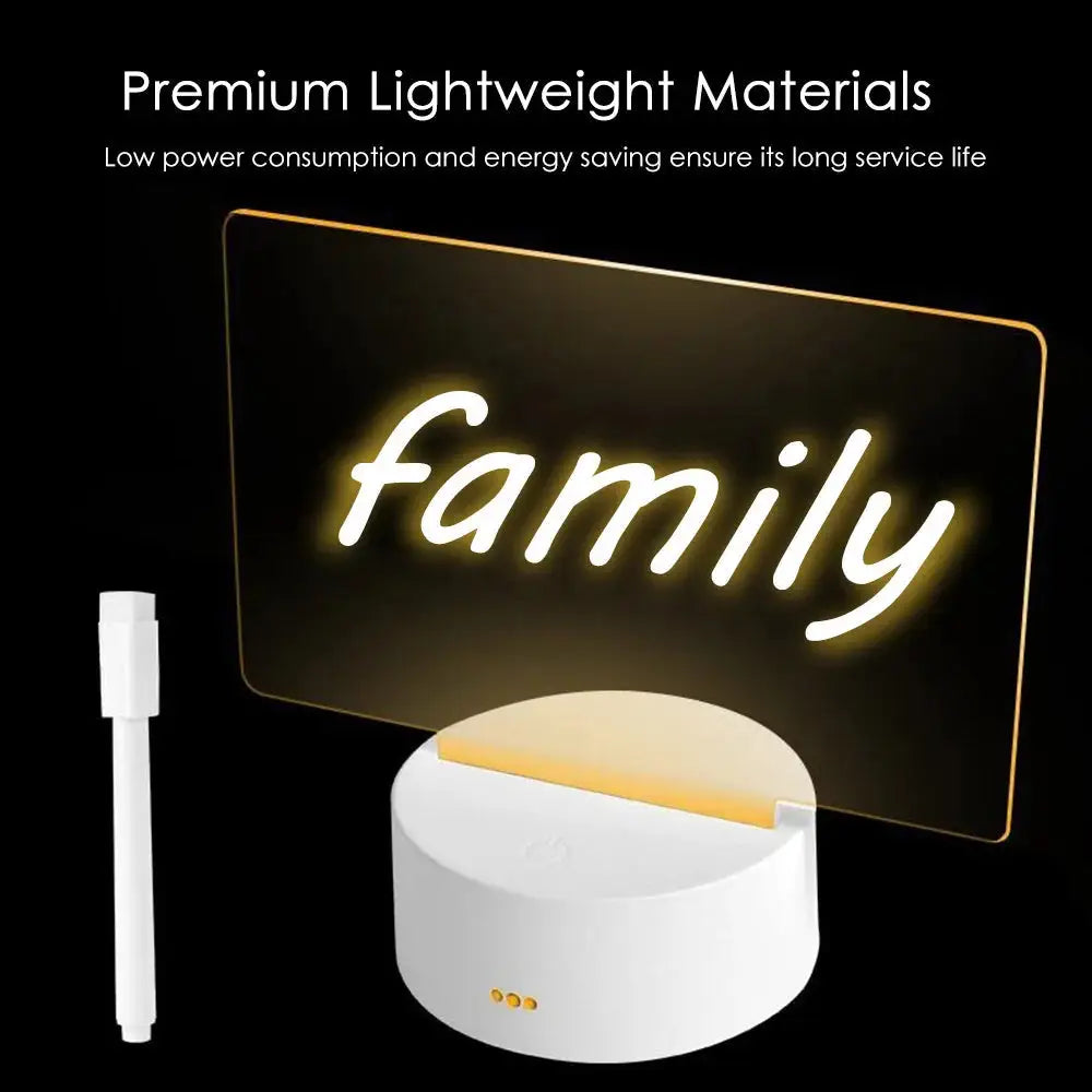 LED Night Light with Note Board and Pen - Color Changing Desktop Lamp for Holiday Decor and Children’s Gifts