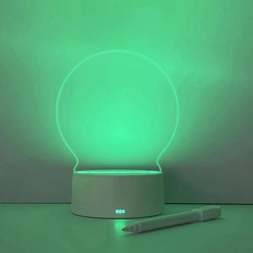 LED Night Light with Note Board and Pen - Color Changing Desktop Lamp for Holiday Decor and Children’s Gifts - Circular
