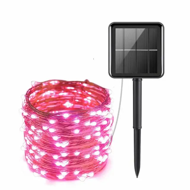 LED Solar Fairy String Lights (7m/12m/22m/32m) - 1Pcs Pink / 7M 50LED - SS