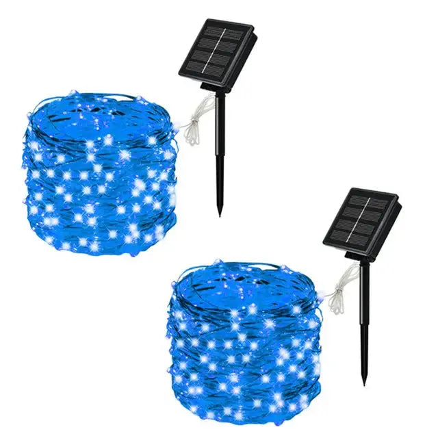 LED Solar Fairy String Lights (7m/12m/22m/32m) - 2Pcs Blue / 7M 50LED - SS
