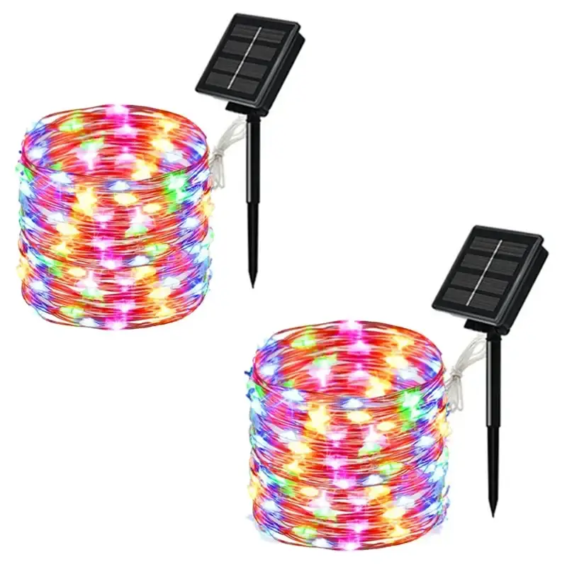 LED Solar Fairy String Lights (7m/12m/22m/32m) - 2Pcs Colourful / 7M 50LED - SS