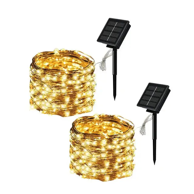 LED Solar Fairy String Lights (7m/12m/22m/32m) - 2Pcs Warm / 7M 50LED - SS