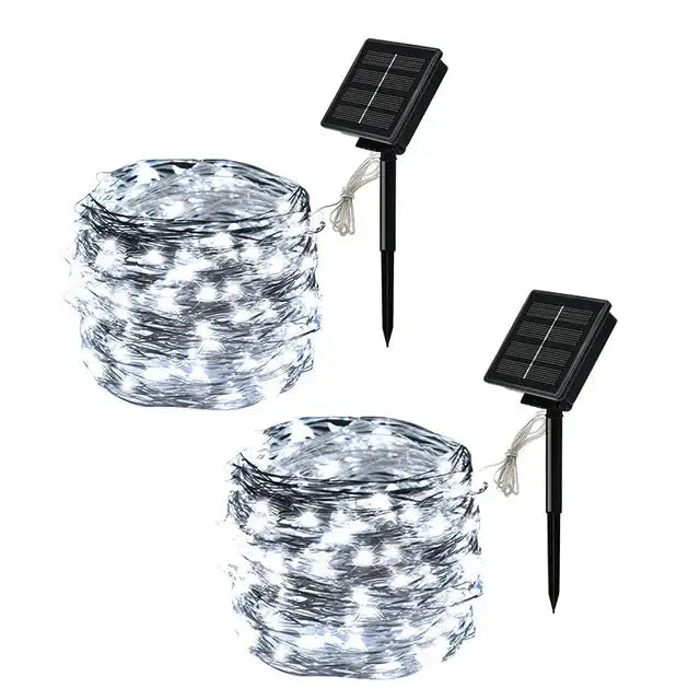 LED Solar Fairy String Lights (7m/12m/22m/32m) - 2Pcs White / 7M 50LED - SS