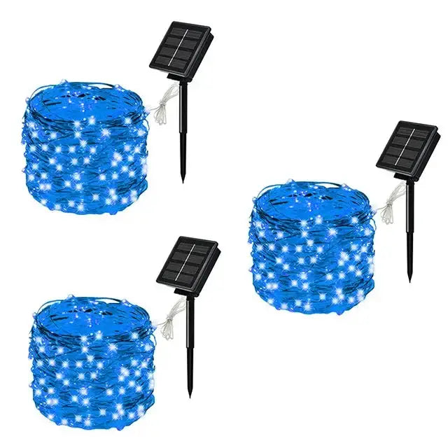 LED Solar Fairy String Lights (7m/12m/22m/32m) - 3Pcs Blue / 7M 50LED - SS