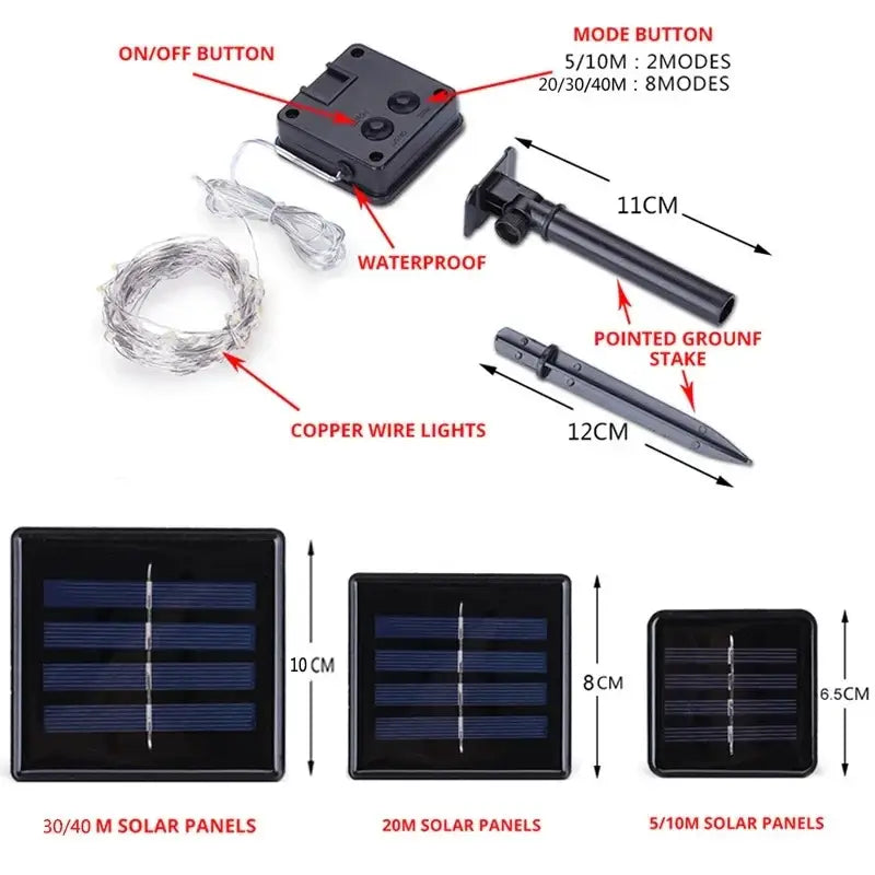 LED Solar Fairy String Lights (7m/12m/22m/32m) - SS