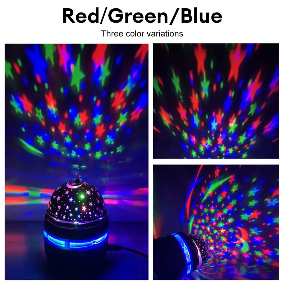 LED Starry Sky Lights Bedroom NightLights 5V USB Decoration Atmosphere Projector Lamp 360° Rotating For Weddings