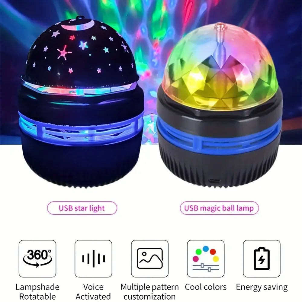 LED Starry Sky Lights Bedroom NightLights 5V USB Decoration Atmosphere Projector Lamp 360° Rotating For Weddings