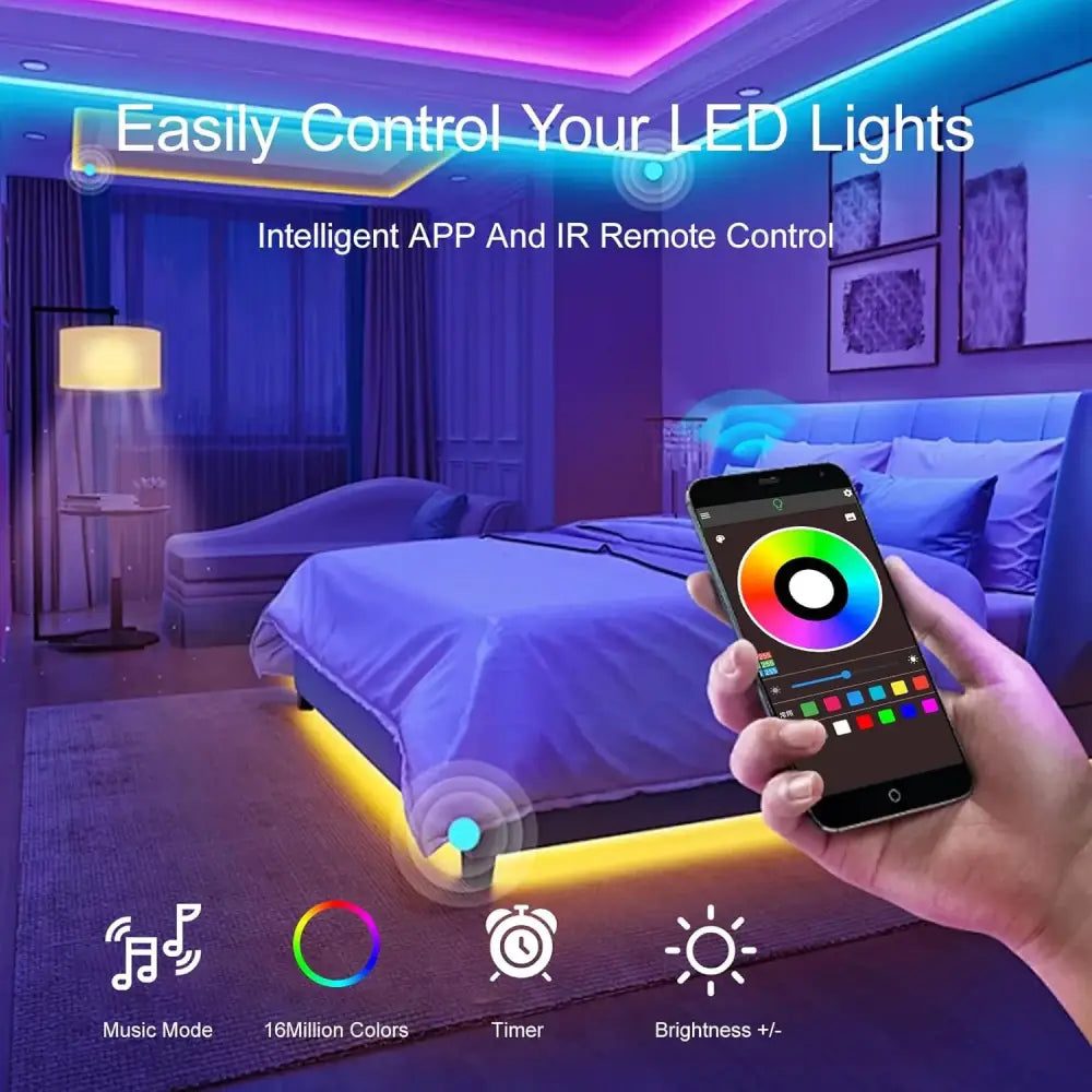 Led Strip Lights Music Sync Led Lights Room with APP Control Flexible Ribbon Tape Lights for Home Party Decor TV