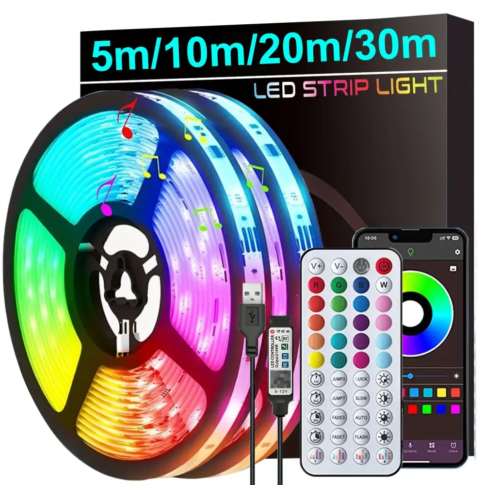 Led Strip Lights Music Sync Led Lights Room with APP Control Flexible Ribbon Tape Lights for Home Party Decor TV