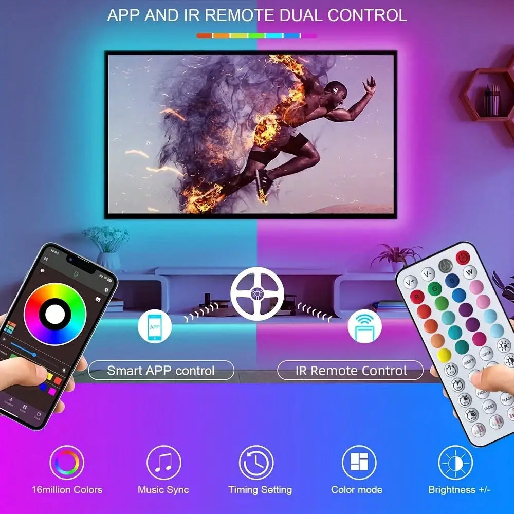 Led Strip Lights Music Sync Led Lights Room with APP Control Flexible Ribbon Tape Lights for Home Party Decor TV