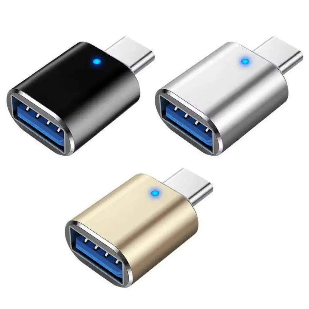 LED USB 3.0 to Type-C Adapter - OTG USB-C and USB-A to Micro USB Female Connector for Samsung Xiaomi and POCO Devices