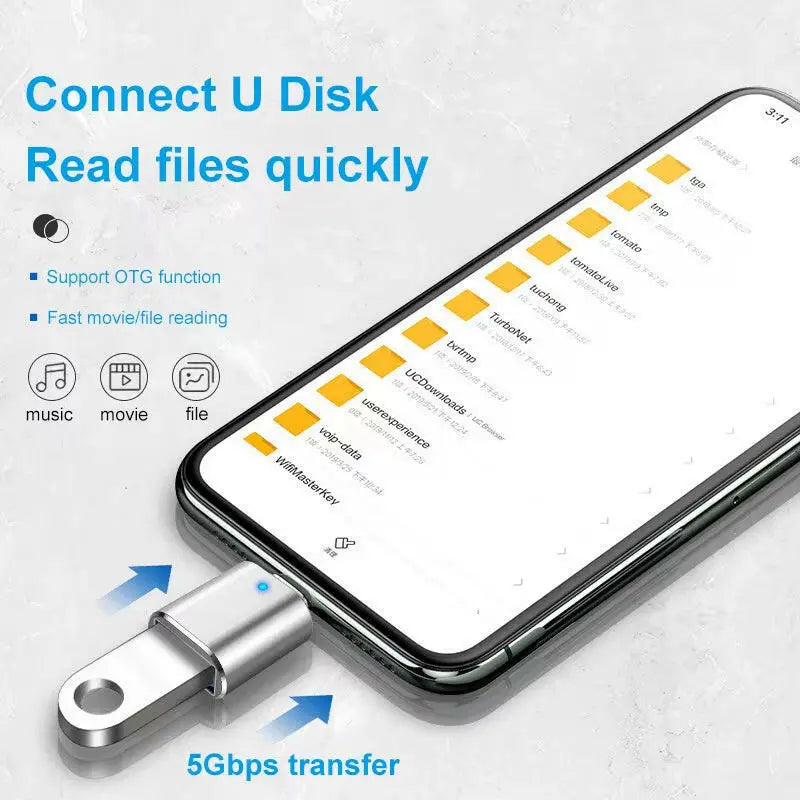 LED USB 3.0 to Type-C Adapter - OTG USB-C and USB-A to Micro USB Female Connector for Samsung Xiaomi and POCO Devices