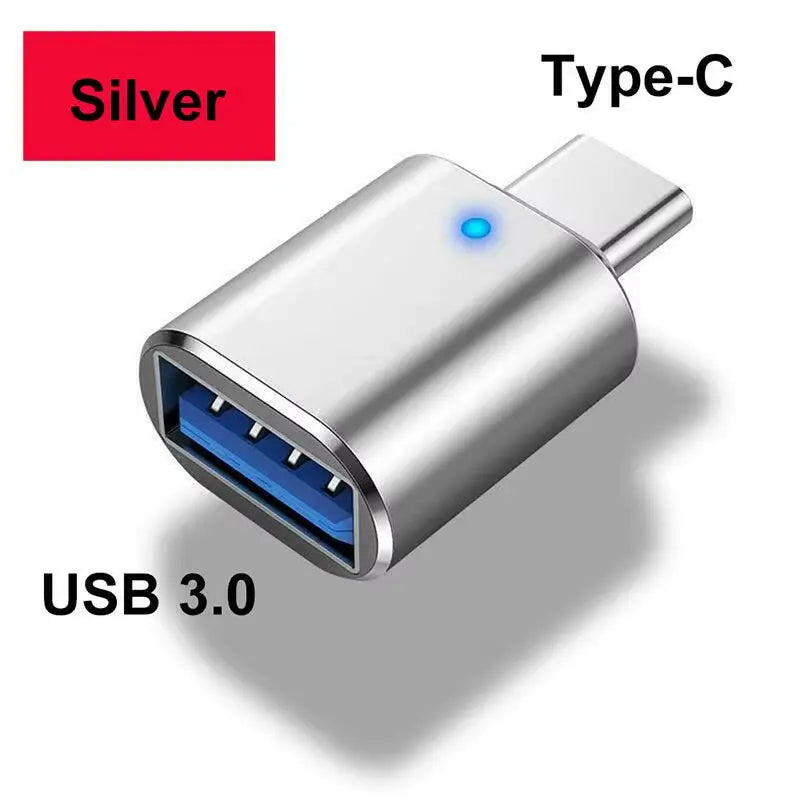 LED USB 3.0 to Type-C Adapter - OTG USB-C and USB-A to Micro USB Female Connector for Samsung Xiaomi and POCO Devices