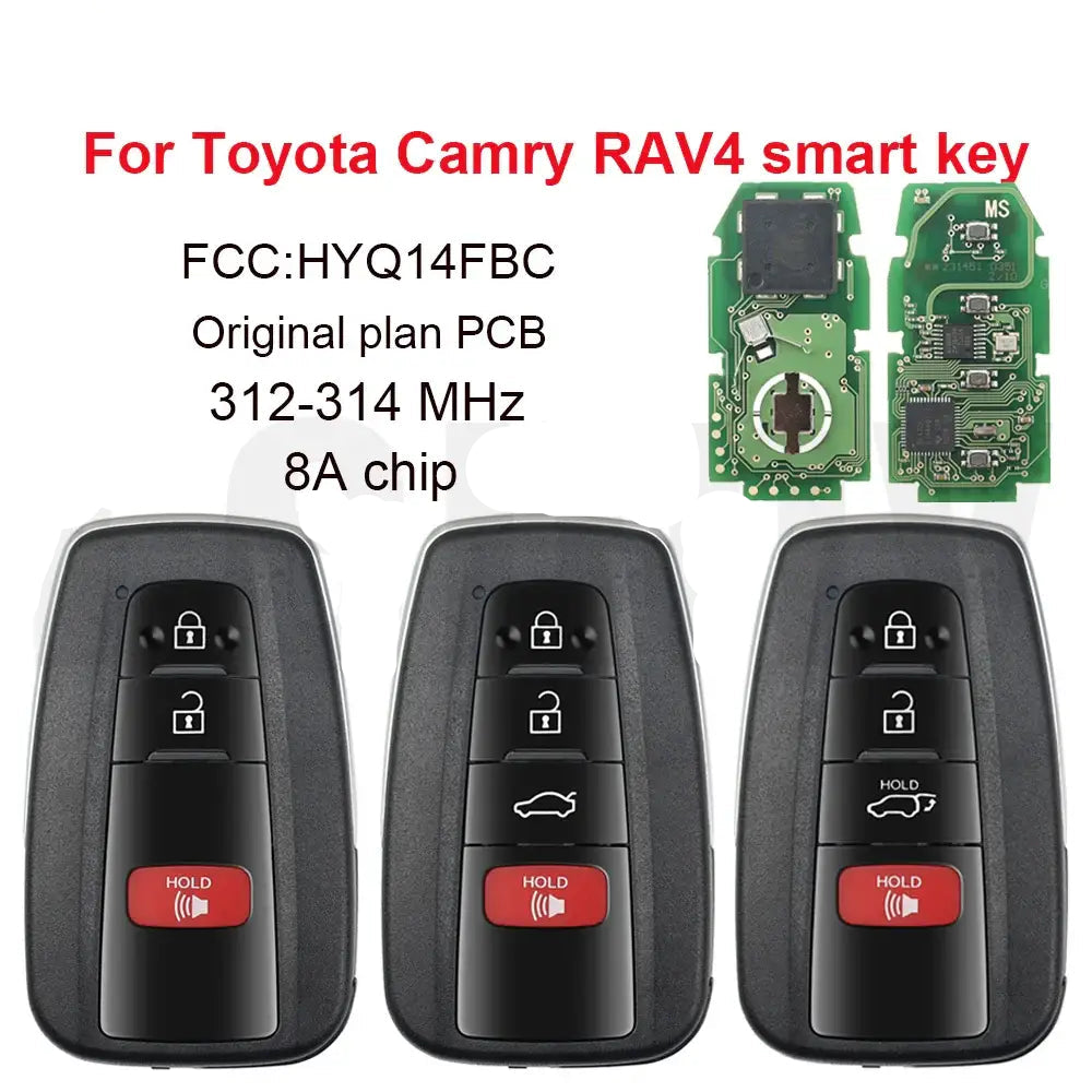 Lenny FCC ID:HYQ14FBC 312-314MHz 8A-chip 0351-origibal plan board car samrt remote key for Toyota CAMRY-A9A9 RAV4-AAAA