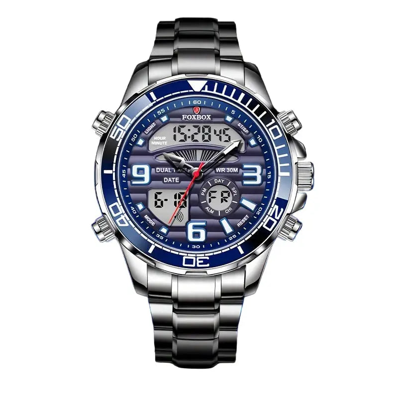 LIGE Men’s Dual Display Watch – Stainless Steel Quartz (6 models available) - TWS