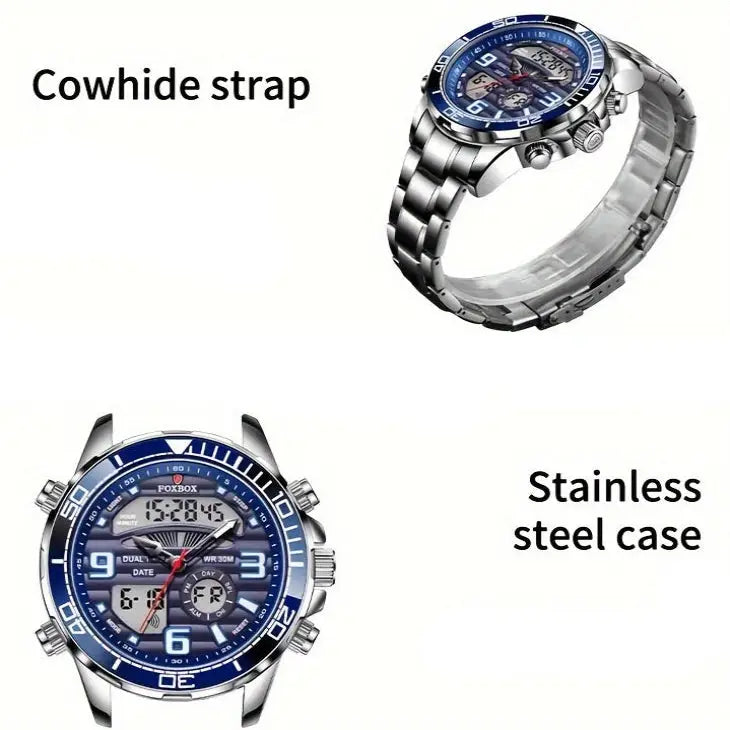 LIGE Men’s Dual Display Watch – Stainless Steel Quartz (6 models available) - TWS