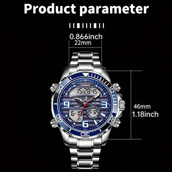 LIGE Men’s Dual Display Watch – Stainless Steel Quartz (6 models available) - TWS