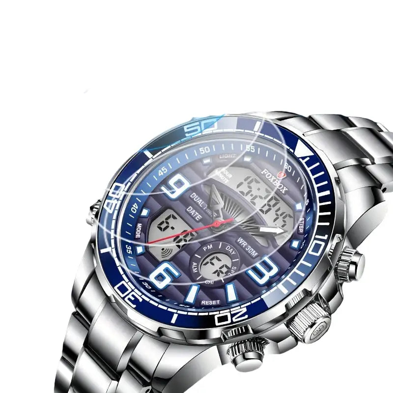 LIGE Men’s Dual Display Watch – Stainless Steel Quartz (6 models available) - TWS