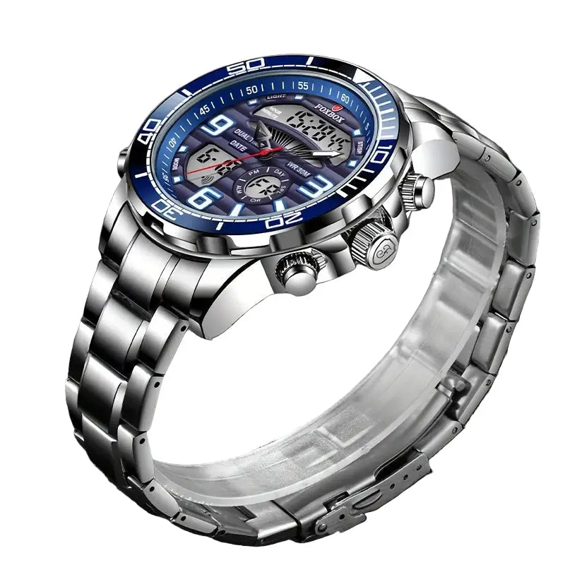 LIGE Men’s Dual Display Watch – Stainless Steel Quartz (6 models available) - TWS