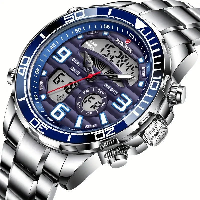 LIGE Men’s Dual Display Watch – Stainless Steel Quartz (6 models available) - TWS