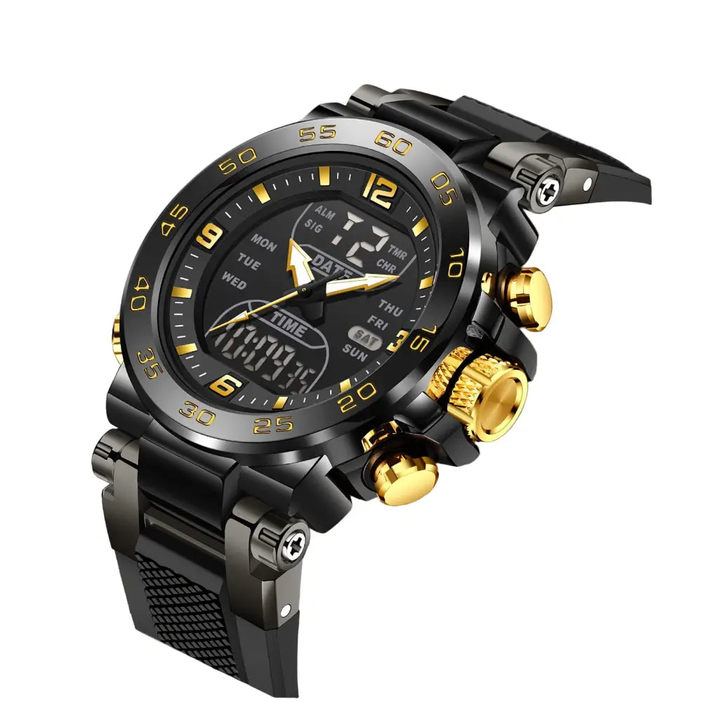 LIGE Men’s Quartz Watch (6 designs available) - Black Golden - TWS