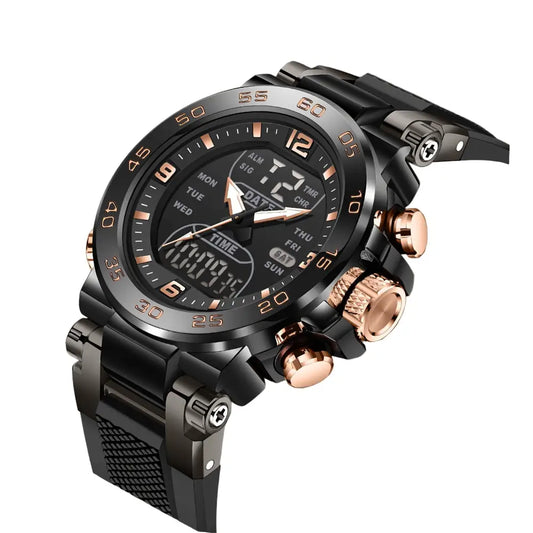 LIGE Men’s Quartz Watch (6 designs available) - Black rose - TWS