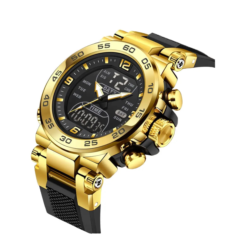 LIGE Men’s Quartz Watch (6 designs available) - Golden Black - TWS