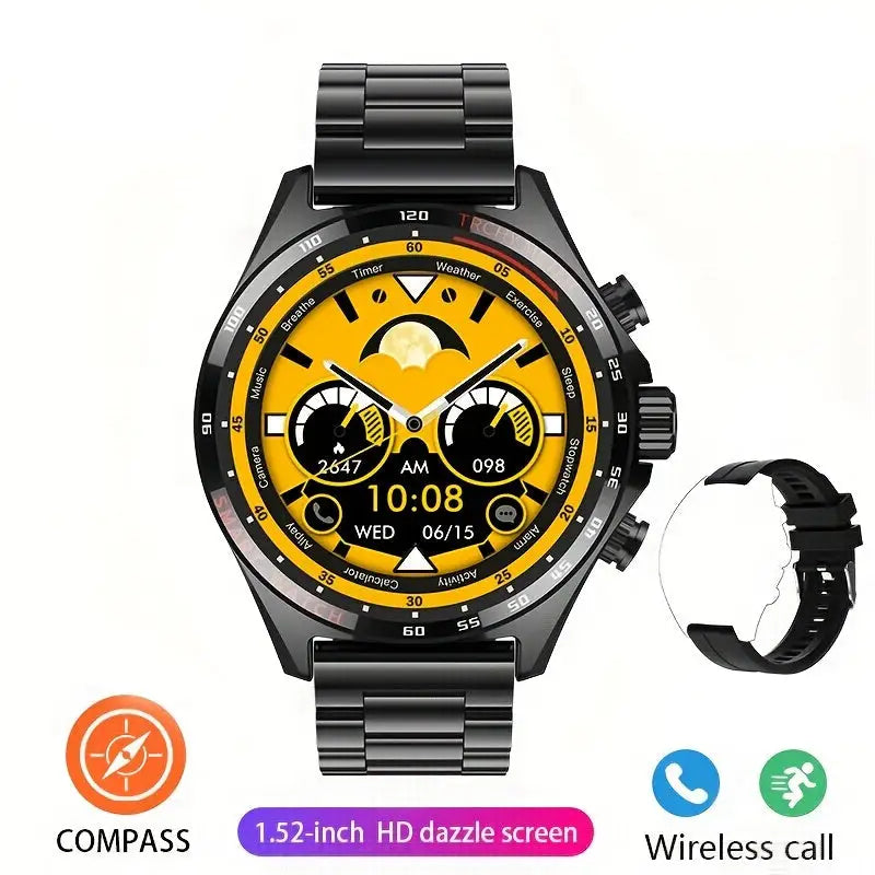LIGE Men’s Smart Watch – Touch Screen with Wireless Calls & Fitness Tracking (6 designs available) - Black Steel Strip