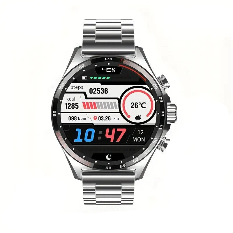 LIGE Men’s Smart Watch – Touch Screen with Wireless Calls & Fitness Tracking (6 designs available) - Silvery Steel