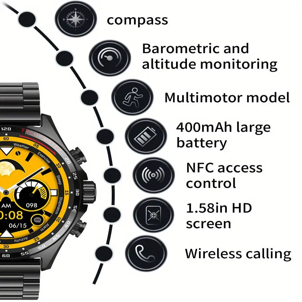 LIGE Men’s Smart Watch – Touch Screen with Wireless Calls & Fitness Tracking (6 designs available) - TWS