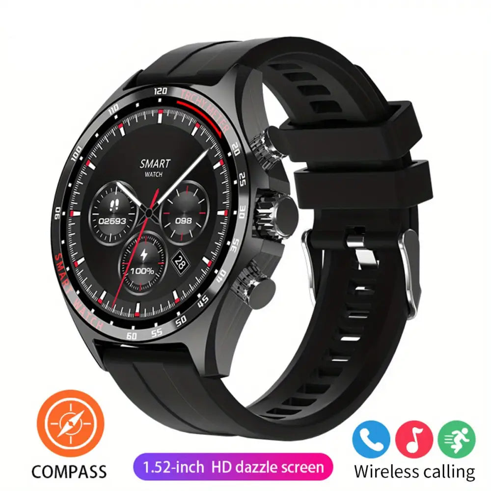 LIGE Men’s Smart Watch – Touch Screen with Wireless Calls & Fitness Tracking (6 designs available) - Black - TWS