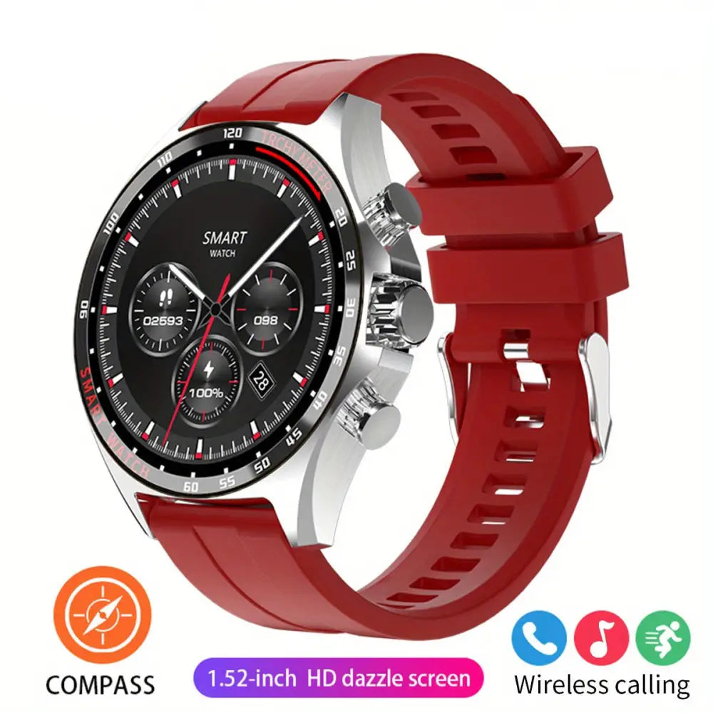 LIGE Men’s Smart Watch – Touch Screen with Wireless Calls & Fitness Tracking (6 designs available) - Red Silvery - TWS