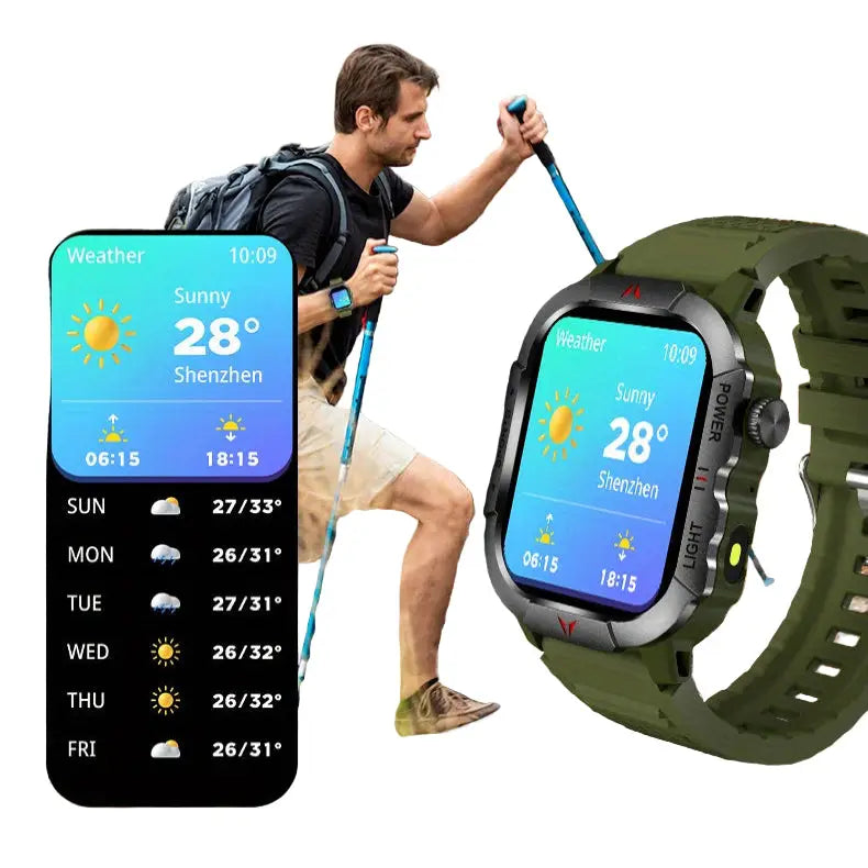 LIGE Men’s Smartwatch – 2.01’’ Large Screen with Flashlight Weather Alerts - TWS